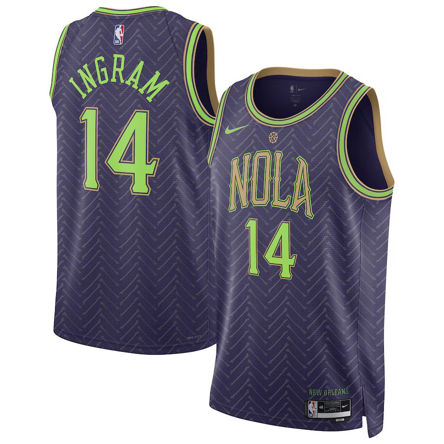 Men New Orleans Pelicans #14 Brandon Ingram Nike Purple City Edition 2024-25 Swingman Player NBA Jersey